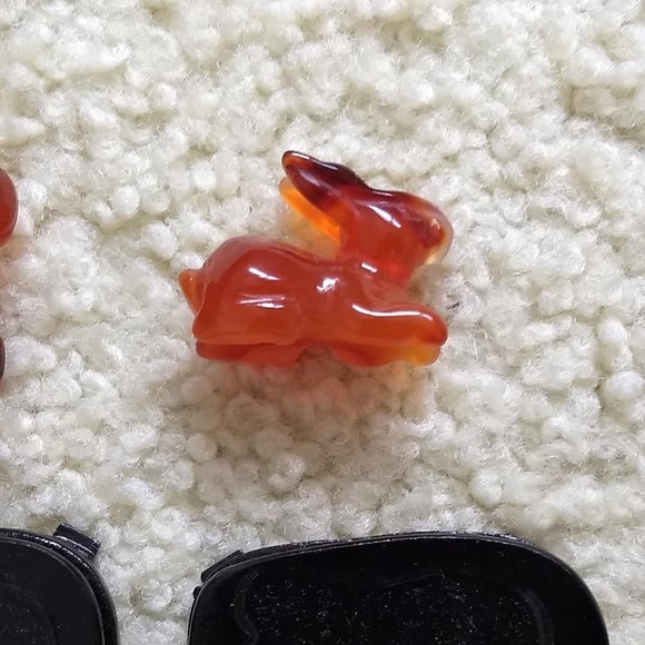 vintage 60s NWT carved agate rabbit figurine gift set 🎈HOST PICK🎈 - Picture 14 of 15